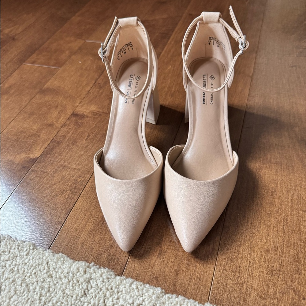 Call It Spring Nude pointed toe heels with strap